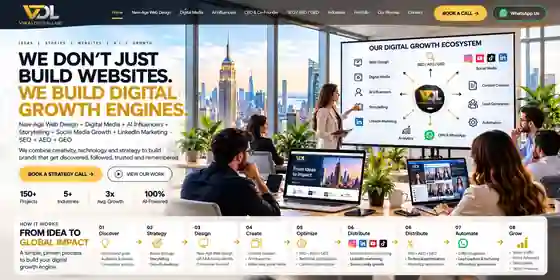 Viral Digital Labs digital growth ecosystem: web design, digital media, AI influencers, SEO, AEO and GEO working together
